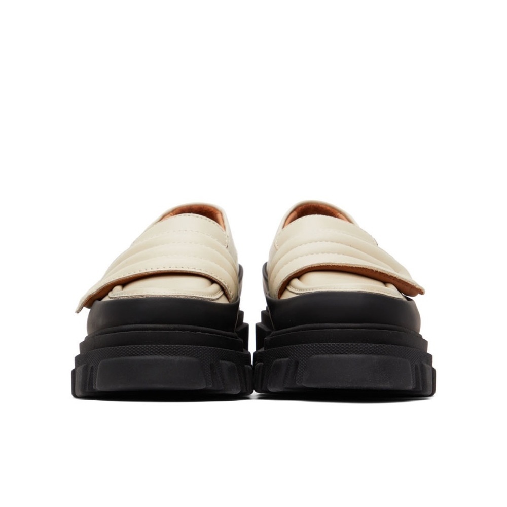 GANNI Off-White Leather Chunky Padded Loafers in Oyster Gray Women’s Size 8.5/39 - Picture 4 of 15